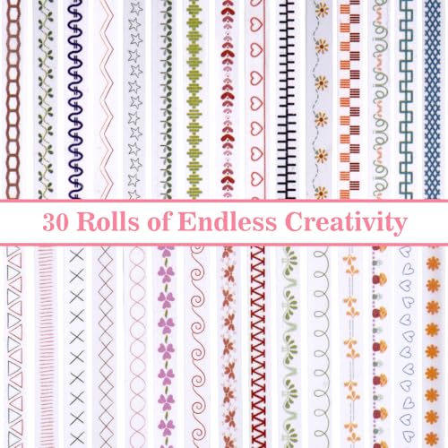 30 Rolls Floral Washi Tapes Set (30 Count)