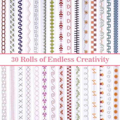 30 Rolls Floral Washi Tapes Set (30 Count)