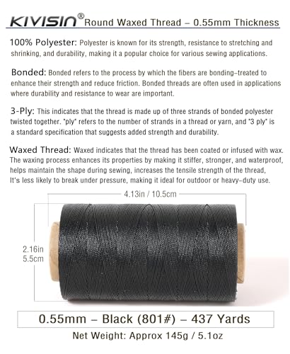 Sturdy Bonded Waxed Polyester Thread (1311 Foot)