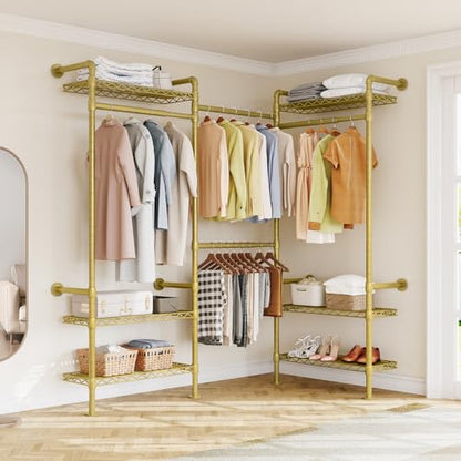 L3 Wall Mounted Metal Pipe Closet System Heavy Duty Garment Rack