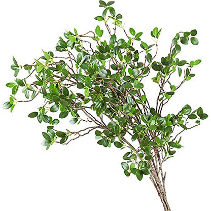 43" Artificial Greenery Stems Plants Faux Leaf Green Eucalytus Branches Ficus Twig Fern Fake Green Bushes Shrubs for Home Party Wedding Decoration (4 Count)