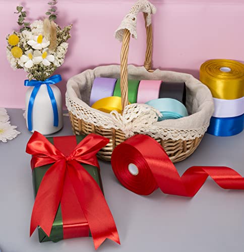 1 1 2 Inch Red Solid Satin Ribbon for Gift Wrapping (150 Foot)