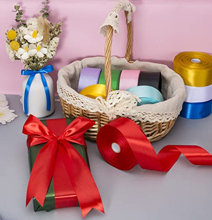 1 1 2 Inch Red Solid Satin Ribbon for Gift Wrapping (150 Foot)