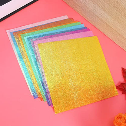 100pcs Shiny Origami Paper Iridescent Paper Square Shiny Folding Decoration for Crafts Projects