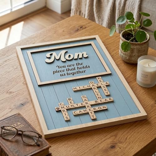 Mom You Are The Piece Personalized Family Crossword Scrable Sign for Mom
