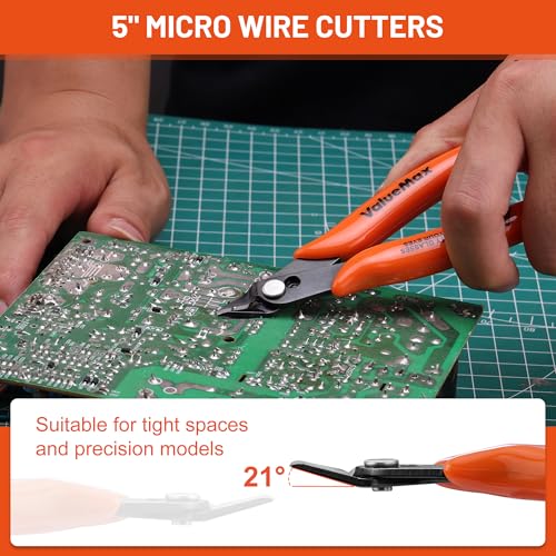 12-Pack 5-Inch Flush Cutters, Spring-Loaded Precision Side Cutters
