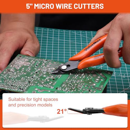 12-Pack 5-Inch Flush Cutters, Spring-Loaded Precision Side Cutters