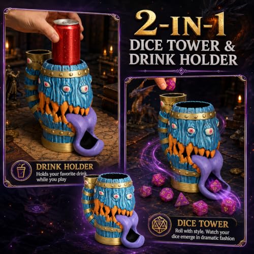Dice Tower Mug DND Dice Rolling Tower with 7 PCS Dice Set