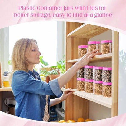 12 Pack 16 oz Plastic Container Jars with Lids Round Clear Travel Cosmetic Container Slime Jars for Toiletries (12 Count)