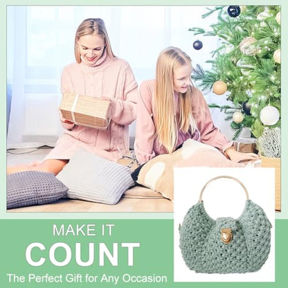Macrame Bags for Women Macrame Purses and Handbags Macrame Kit for Beginners DIY Macrame Purse Kit with D Shaped Handle Hobbies Project for Starter Boho Gift for Friends