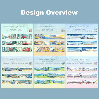 Train Scenery Washi Tape Set (7 Count)