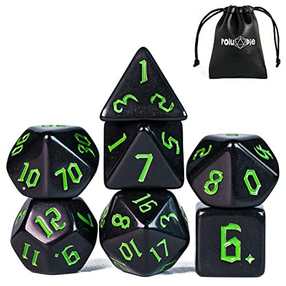 DND Dice Set D&D Polyhedral Dice with Leather Dice Bag (7 Count)