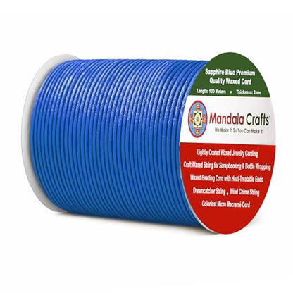 2mm Sapphire Blue Waxed Cord