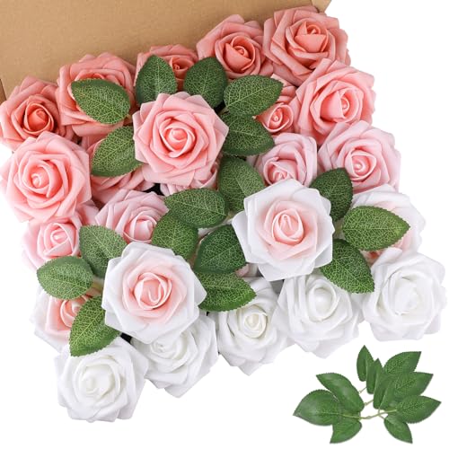 Blush Shades Rose 25pcs Real Looking Artificial Flowers w