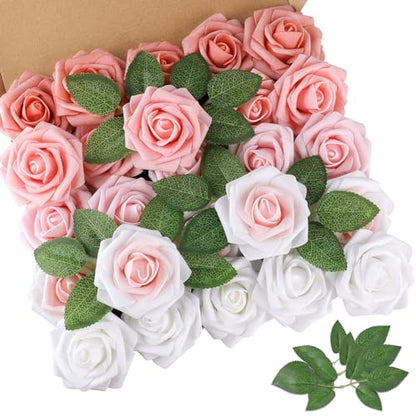 Blush Shades Rose 25pcs Real Looking Artificial Flowers w