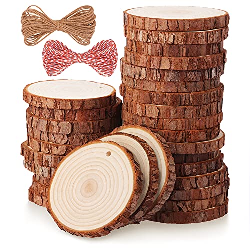 Unfinished Wood Slices with Hole (30 Count)