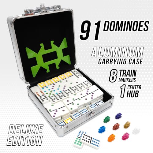 Mexican Train Dominoes Deluxe Aluminum Case