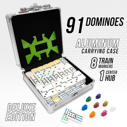 Mexican Train Dominoes Deluxe Aluminum Case