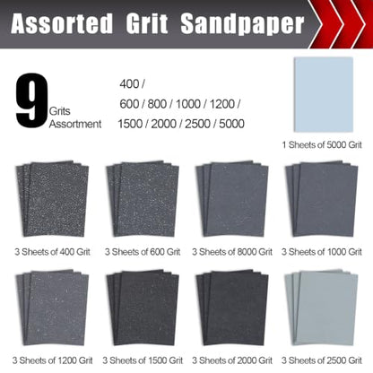 25 PCS Wet Sandpaper Assortment (25 Count)