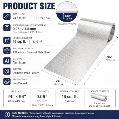 1 Pcs Aluminum Diamond Plate Sheet Metal (16.8 Sq Ft)