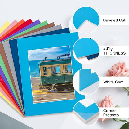 10 Pack 11x14 Mixed Colors Picture Mats