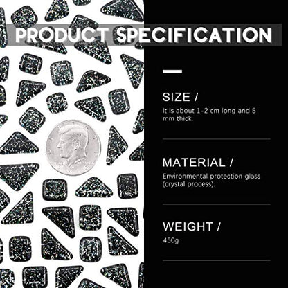 1 Pound Black Shine Crystal Series Mosaic Tiles Assortment Kit (15.87 Ounce)