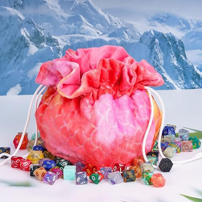 DND Dice Bags Large with Pockets Orange Storage Bag for D&D RPG Game (5.29 Ounce)