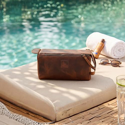 Full Grain Leather Toiletry Kit for Men & Women