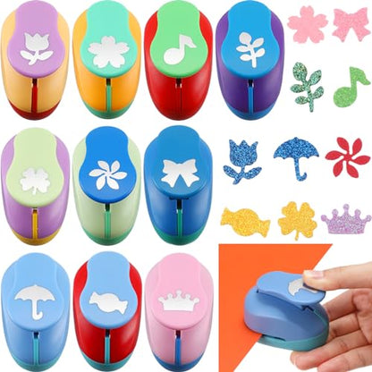 10 Pcs Craft Hole Punch Shapes 1 Inch Paper Punch Hole Mix Shapes Cutters for Paper Crafting Scrapbooking Office Supplies (10 Count)