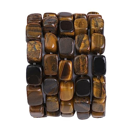 Natural Yellow Tiger Eye Cuboid Stone Loose Semi Gemstone Beads for Jewelry Making 8mmx12mm 38cm (33 Count)