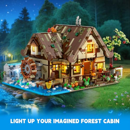 Wood Cabin Mini Building Set with Lights