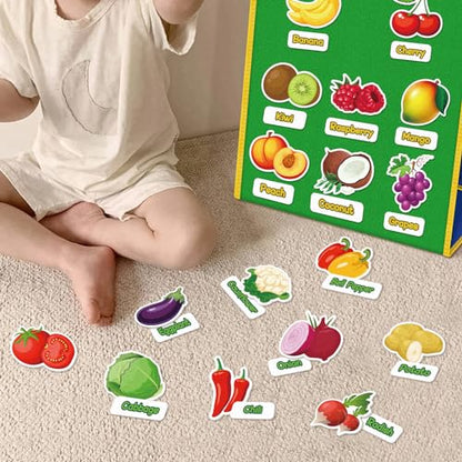 90 Pcs Vegetables & Fruits Felt Board Story Pieces Set for Toddlers (90 Count)