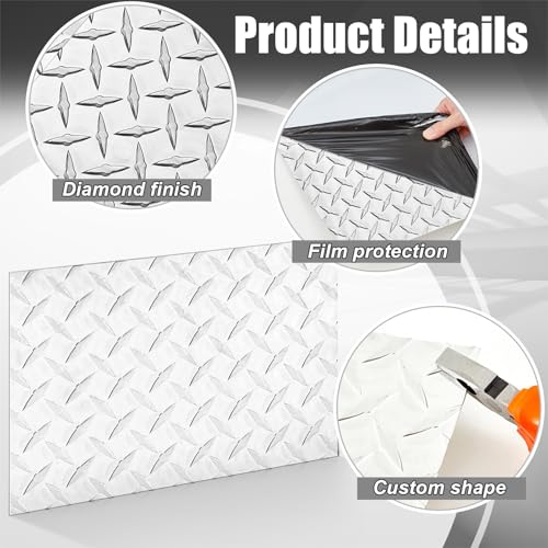 12" x 16" Aluminum Diamond Plate Sheet 0.08 Inch Thick Tread Metal Panel for Toolbox