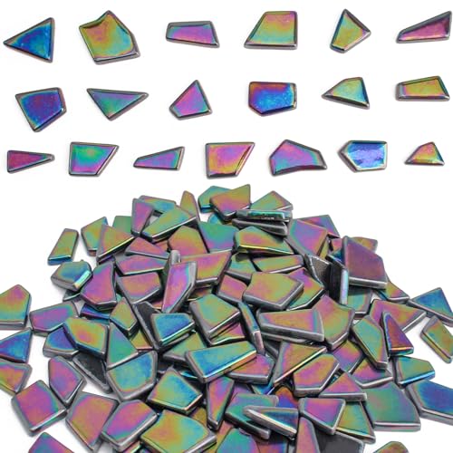 Iridescent Glass Mosaic Tiles for Crafts Bulk (7.05 Ounce)