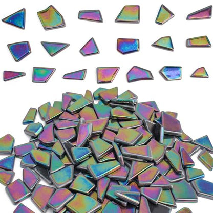 Iridescent Glass Mosaic Tiles for Crafts Bulk (7.05 Ounce)