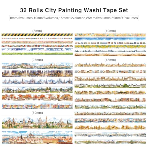 32 Rolls Vintage Washi Tape Set (32 Count)