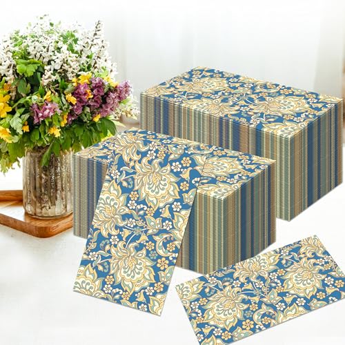 100Pcs William Morris Paper Napkins Disposable Paper Floral Vintage Napkins Decoupage Decorations for Kitchen (100 Count)