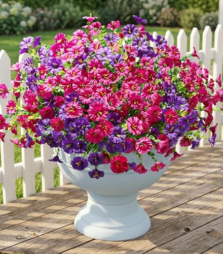 Artificial Flowers Fake Plants for Outdoors Decoration (12 Count)