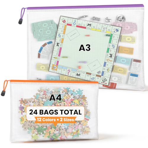 A3 A4 Mesh Zipper Storage Bags (24 Count)