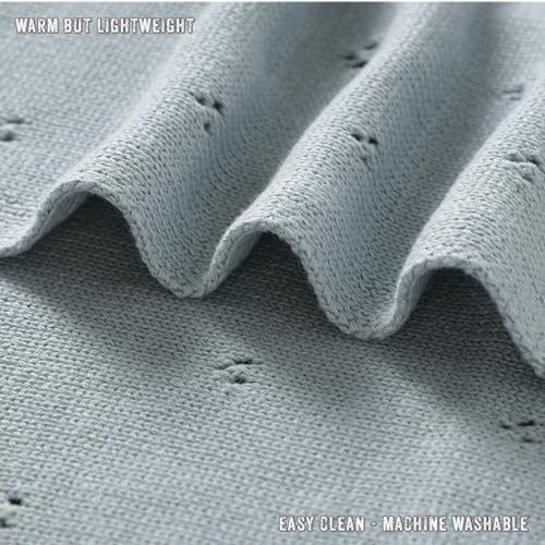 100% Luxury Organic Cotton Pointelle Knit Baby Quilt Blanket for Boys