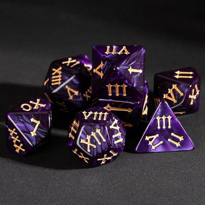 7 Die DND Dice Set Polyhedral Dice Set with a Leather Dice Bag (7 Count)