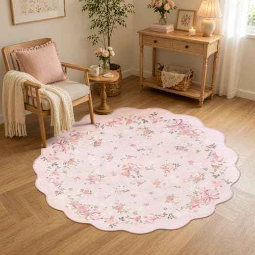 Bow Floral 4ft Round Rug