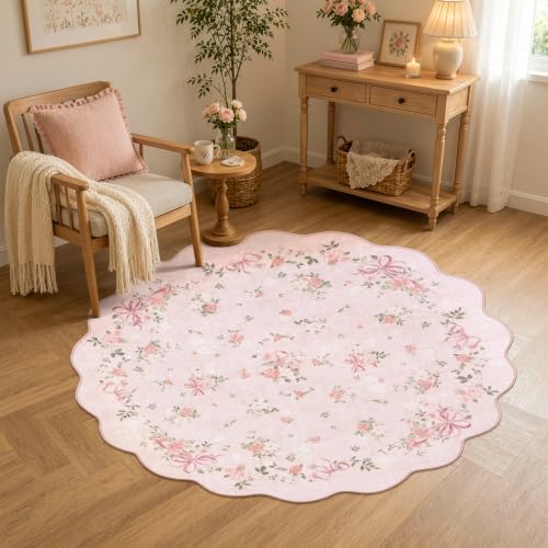 Bow Floral 4ft Round Rug