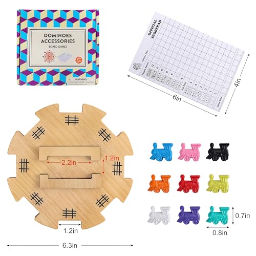 Mexican Train Dominoes Accessories Set with Wooden Hub