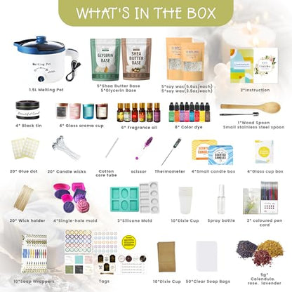 Deluxe 2-in-1 Candle & Soap Making Supplies Kit with Melter for Adults