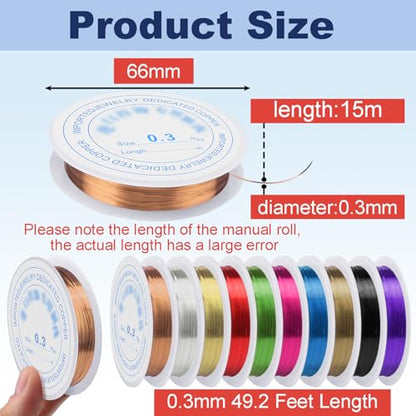0.3 mm Dia. 10 Rolls Copper Jewelry Wire (492 Foot)