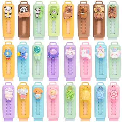 24 Pcs Cute Retractable Eraser for Pencils Cute School Supplies Kawaii Erasers for Kids Fun Cartoon Erasers Back to School Supplies Kid Party Favors Gift