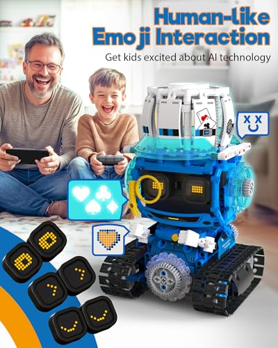 5-in-1 STEM RC Robot Building kit, 494Pcs App Coding, Boys Age 8-13 (5 Count)
