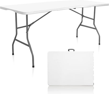 Plastic Folding Table, 6 FT Folding Table, Plastic Portable Tables for Dining Parties Card Picnic Camping, Granite White