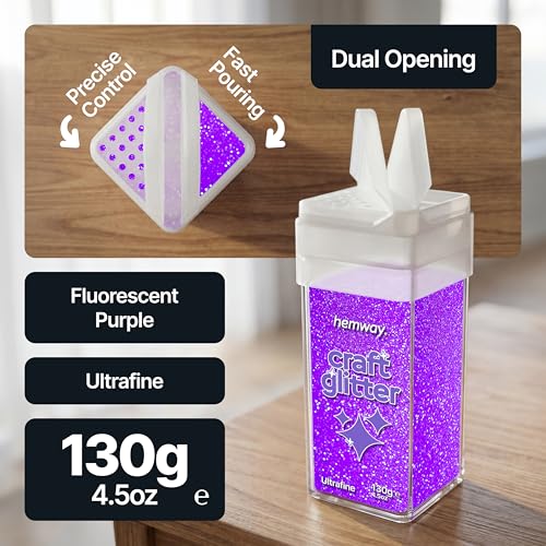 Craft Glitter Shaker Fluorescent Purple 130g Ultrafine (4.5 Ounce)